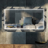 Oglinda cu LED decorativa perete salon oglinda decorative moderne cu Întrerupător iluminarea - Dotted Triangles