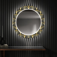 Rotunda decoratiune oglinda cu LED hol moderna oglinda pe perete la comanda - Art Deco