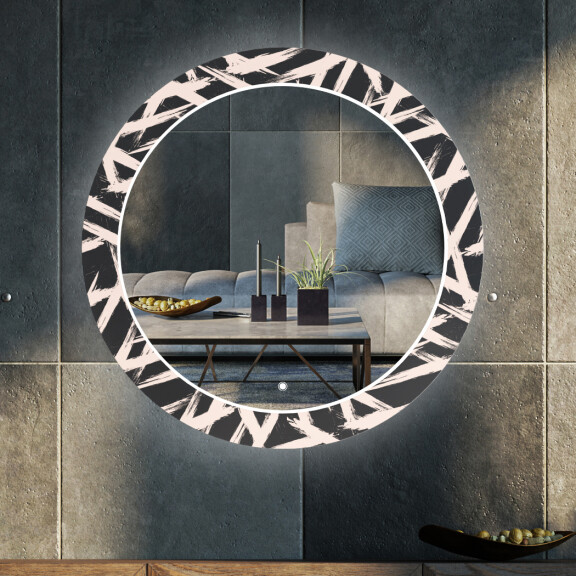 Rotunda moderna oglinzi decorative cu leduri perete salon oglinzi cu LED la comanda - Lines