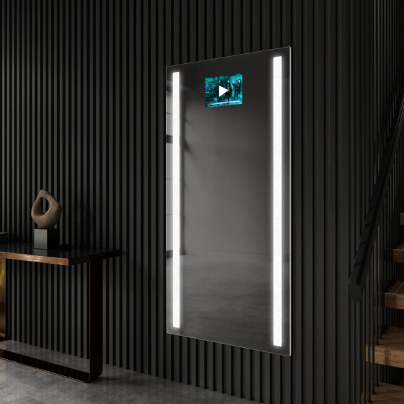 Oglinda cu leduri verticala L02 mari de perete oglinda dreptunghiulara moderna cu lumini, Difuzor Bluetooth