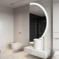 Oglindă cu LED Semilunară Modernă - Iluminare Eleganta pentru Baie A222