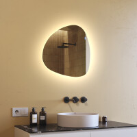 Oglinzi pentru baie cu LED în formă neregulată 54x54cm cu lumină LED rece 7000K, lumină caldă 3000K sau lumină neutră 4500K