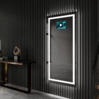 LED vægspejle L15 til entre stor smart  spejl med lys, Wi-Fi-vejrstation, Bluetooth-højttalere