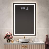 LED vægspejle L49 til entre stor smart  spejl med lys, Wi-Fi-vejrstation, Bluetooth-højttalere