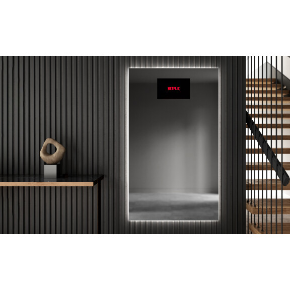 LED vægspejle L58 til entre stor smart  spejl med lys, Wi-Fi-vejrstation, Bluetooth-højttalere