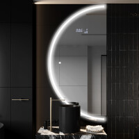 Elegant LED Halvcirkelformet Spejl - Til Badeværelse D223