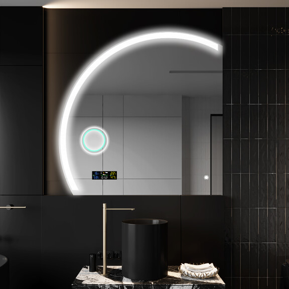 Elegant LED Halvcirkelformet Spejl - Til Badeværelse X222