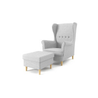 Sessel USZAK mit Hocker , Farbe - HELLGRAU