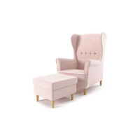 Sessel USZAK mit Hocker , Farbe - HELL-PINK