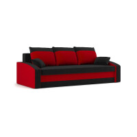 Couch HEWLET , Farbe - SCHWARZ + ROT