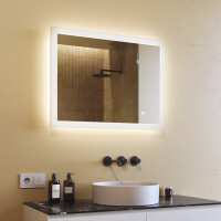 Suorakulmainen kylpyhuoneen peili LED-valaistuksella 80x60 cm kanssa Dual color, Kosketuskytkin
