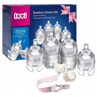 LOVI ZESTAW WYPRAWKOWY STARTOWY BABY SHOWER GIRL BUTELKI I SMOCZKI RÓŻOWY