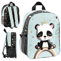 Paso Mały Plecak Przedszkolny Jednokomorowy Błękitny Panda 3D