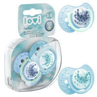 LOVI Dynamiczny Smoczek Silikonowy Uspokajający Tie Dye Blue 3-6m 2 szt.