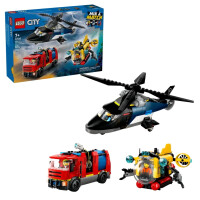 Lego City Zestaw Z Helikopterem, Wozem Strażackim I Łodzią Podwodną 874 El. 7+