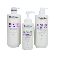 GOLDWELL DUALSENSES Blondes&Highlights 60-Sekunden-Kur für blondes Haar 1000ml + Anti-Gelbstich Shampoo 1000ml
