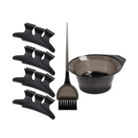 LUSSONI Set: Schüssel zum Mischen von Haarfarbe 250ml + Haarfärbepinsel TB 011 + Clip 12-tlg.