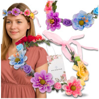 Wianek Opaska do Włosów Kwiaty Róże Styl Boho Kolorowy
