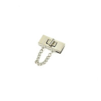 Zapięcie obrotowe 19x42mm z łańcuszkiem do torebki kolor srebrny