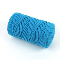 Sznurek bawełniany 5 mm pleciony turkusowy - motek 100 m