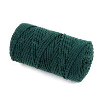 Sznurek bawełniany 5 mm pleciony zielony butelkowy - motek 100 m