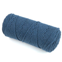 Sznurek bawełniany 3 mm pleciony jeansowy - motek 100 m