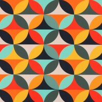 TKANINA WODOODPORNA OXFORD Koła retro pomarańczowe
