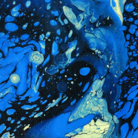 WELUR TAPICERSKI Abstrakcja pouring - niebieska