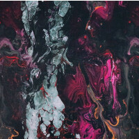 TKANINA WODOODPORNA OXFORD Abstrakcja pouring- szaro-różowa