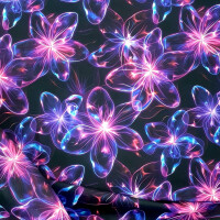 OD RĘKI WELUR TAPICERSKI Kwiaty neon niebiesko-fioletowe