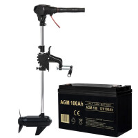 Silnik Elektryczny do Łodzi Zaburtowy Bezszczotkowy 12V 840W VOLT TURBO T 80 Akumulator AGM 100Ah