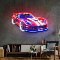 Auto sportowe z białym paskiem NEON