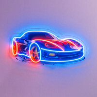Niebieskie auto sportowe NEON