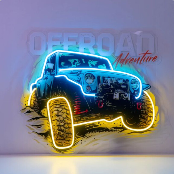 Offroade adventure ciemny samochód NEON