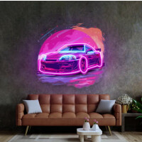 Różowe auto sportowe NEON