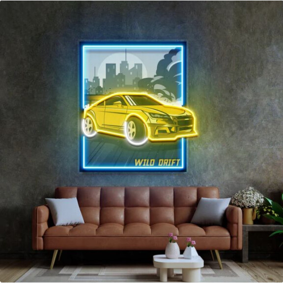 Żółte auto do dzikiego driftu NEON