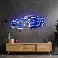 Niebieskie auto sportowe NEON