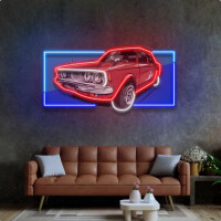 Czerwony samochód vintage NEON