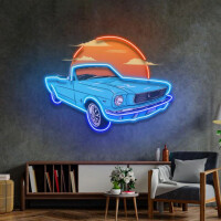 Wakacyjny samochód vintage NEON