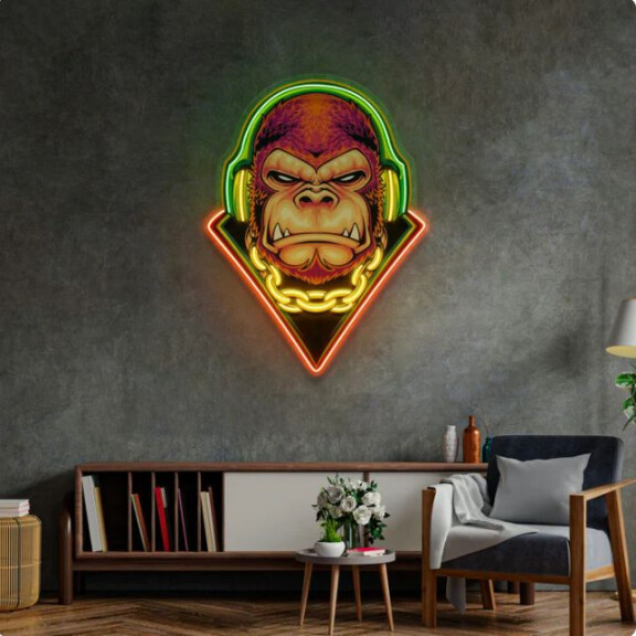 Małpa w słuchawkach NEON