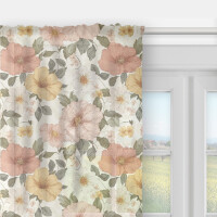 Firana FLORAL wzór F45 | kwiaty w sepii