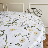 Obrus okrągły FLORAL wzór F42 | białe kwiatki