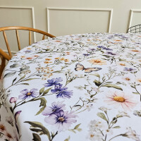 Obrus okrągły FLORAL wzór F44 | kwiatki i motyle