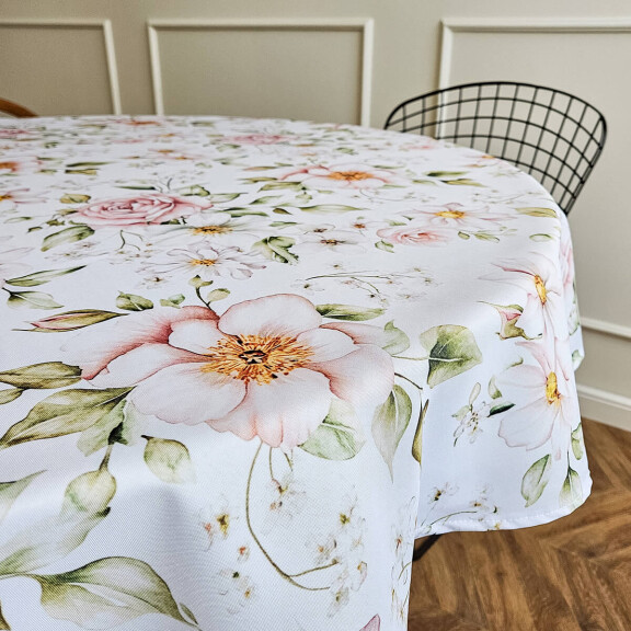 Obrus okrągły FLORAL wzór F46 | kwitnące róże