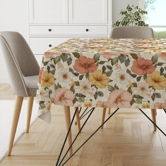 Obrus FLORAL wzór F45 | kwiaty w sepii