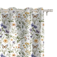 Zasłona FLORAL wzór F44 | kwiatki i motyle