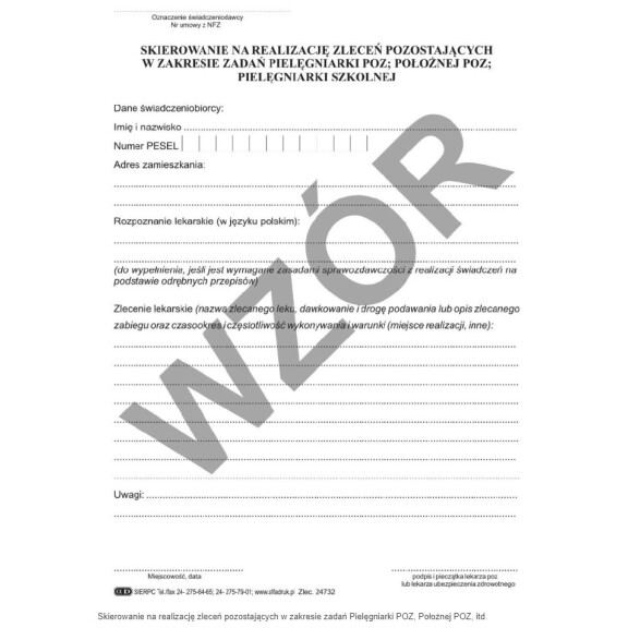Druck - Überweisung zur Erfüllung von Aufträgen im Rahmen der Aufgaben der Krankenschwester für die Primärversorgung; Hebamme für die Primärversorgung
