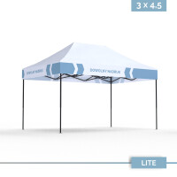 Namiot reklamowy DIGITENT Lite Plus 3×4,5 m, falbany z pełnym nadrukiem, 20 kolorów tkanin
