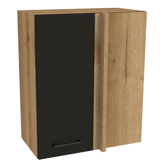 Szafka wisząca narożna uniwersalna VERSO 65x35 cm dąb evoke/czarny mat 