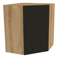 Szafka wisząca narożna uniwersalna VERSO 60x60 cm dąb evoke/czarny mat 
